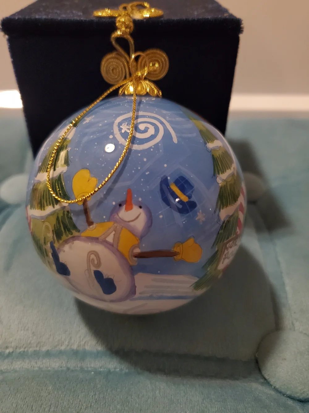 Pier 1 2005 Li Bien Snowman Christmas Ornament With Box & Card Vintage